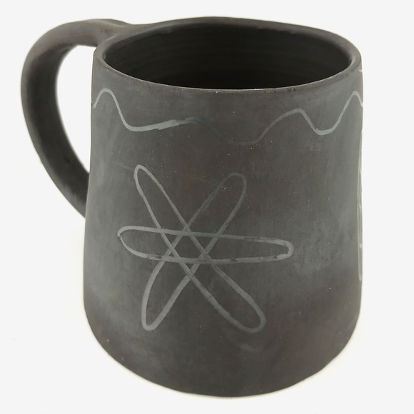 Black Ceramic Mug Det Gamle Pottemageri Denmark Atomic Starburst Pottery Cup MCM - Picture 3 of 8